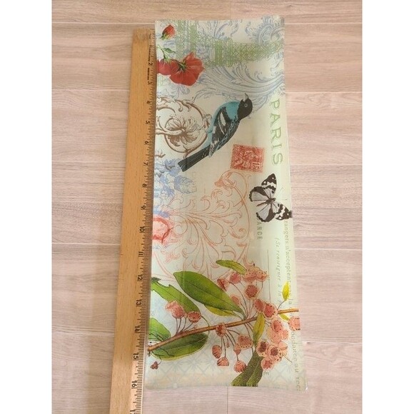 Oblong Paris Tray Eiffel Tower, Bird & Butterfly Design, Vintage Botanical Décor - Picture 3 of 8